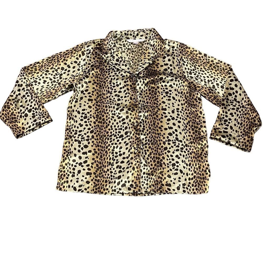 Victoria’s Secret Vintage Long Sleeve Leopard Print Button Down Pajama Shirt Sm